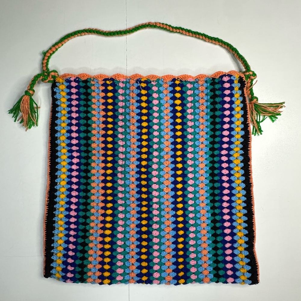 Handmade Crochet Crossbody Bag Purse Festival Tote‎ Colorful Lined 13”